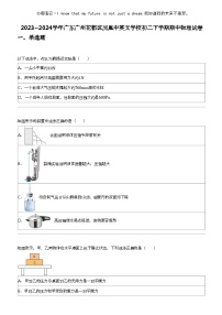 2023_2024学年广东广州花都区凤凰中英文学校初二下学期期中物理试卷