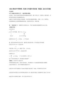 2024海南中考物理二轮复习专题专项训练 专题五 综合应用题 (含答案)