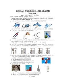 [物理][期末]湖南省衡阳市第八中学教育集团2023～2024学年八年级下学期期末考试物理试题(无答案)