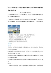 2023-2024学年山东省济南市东南片区九年级上学期物理期中试题及答案