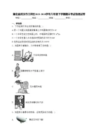 湖北省武汉市江岸区2023-2024学年八年级下学期期末考试物理试卷(含答案)