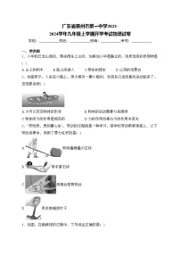广东省惠州市第一中学2023-2024学年九年级上学期开学考试物理试卷(含答案)