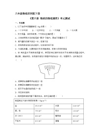 苏科版八年级下册物质的物理属性单元测试同步训练题