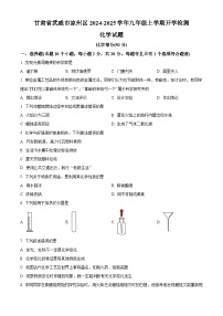 甘肃省武威市凉州区片区2024-2025学年九年级上学期开学检测物理、化学试卷-初中化学（原卷版）