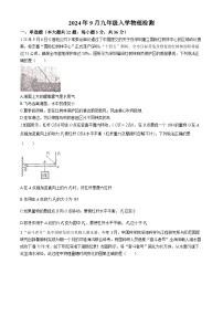 湖南省洞口县思源实验学校2024-2025学年上学期九年级入学物理检测试题+(无答案)