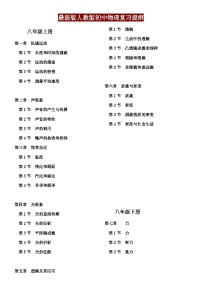 最新版人教版初中物理复习提纲 学案