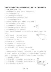 [物理]2024～2025学年四川省自贡市解放路中学九年级(上)开学试卷(有解析)