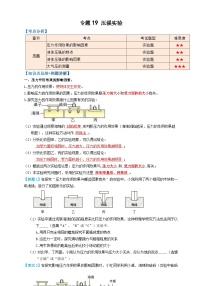 中考物理一轮复习专题19压强实验(知识点复习+例题讲解+过关练习)(原卷版+解析)