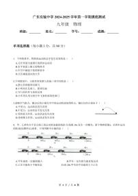 广东实验中学2024-2025学年九年级上学期开学摸底考试物理试题