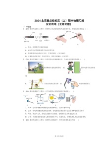 [物理]2024北京重点校初三上学期期末真题分类汇编：安全用电(北师大版)