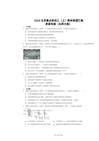 [物理]2024北京重点校初三上学期期末真题分类汇编：家庭电路(北师大版)
