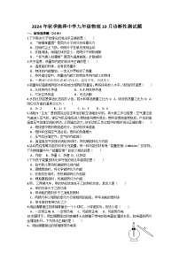 湖北襄阳市保康县熊绎中学2024-2025学年九年级上学期10月诊断性测试物理试题