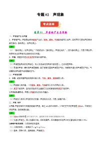 专题02 声现象（含答案） 2024-2025学年八年级物理上学期期中考点大串讲（鲁科版2024）练习