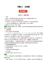 专题03 光现象（含答案） 2024-2025学年八年级物理上学期期中考点大串讲（鲁科版2024）练习