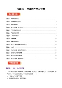 专题03 声音的产生与特性（51题15大类型）（含答案） 2024-2025学年八年级物理上学期期中考点大串讲（鲁科版2024）练习