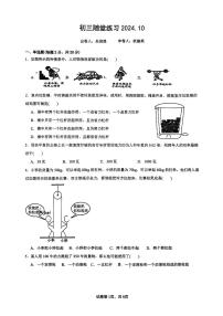 江苏省无锡市新吴区无锡市新吴实验中学2024-2025学年九年级上学期10月月考物理试题