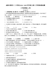 四川省成都市武侯区成都市第四十三中学校2024-2025学年八年级上学期10月月考物理试题(无答案)