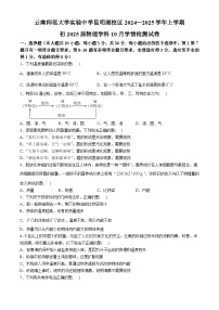 云南师范大学实验中学昆明湖校区2024-2025学年八年级上学期10月月考物理试卷(无答案)