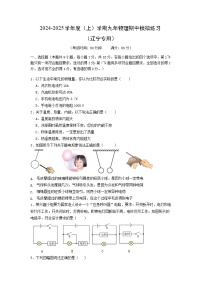 辽宁省2024-2025学年九年级上学期期中模拟物理练习