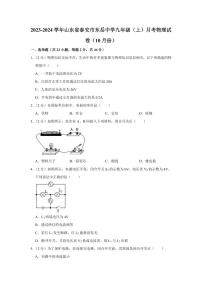 2023-2024学年山东省泰安市东岳中学九年级（上）月考物理试卷（10月份）