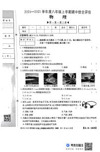 河北省廊坊市2024-2025学年八年级上学期10月期中物理试题