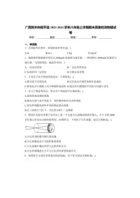 广西贺州市昭平县2023～2024学年八年级上学期期末质量检测物理试卷(含解析)