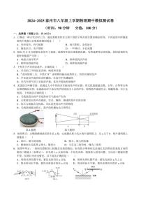江苏省泰州市2024_2025学年八年级上学期期中模拟物理试卷（含答案）
