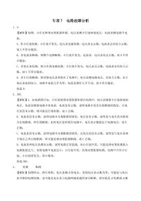 专项7 电路故障分析（含答案） 2024-2025学年九年级全一册物理期中专项练习（人教版）