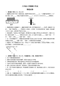 河南省郑州第四初级中学分校2024-2025学年八年级上学期期中考试物理试卷(无答案)