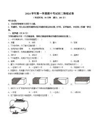 上海市南洋中学2024-2025学年九年级上学期物理期中考试试卷