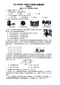 上海市杨浦区2024-2025学年上学期九年级物理期中质量监测