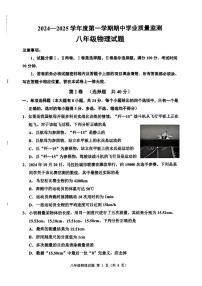 山东省潍坊市诸城市2024-2025学年八年级上学期11月期中物理试题