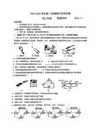 江苏省苏州市工业园区星澄学校2024-2025学年上学期九年级物理期中调研试卷