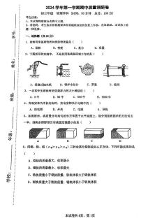 上海市杨浦区多校联考2024-2025学年九年级上学期期中考试物理试卷