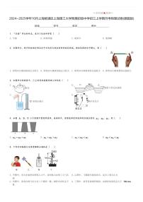 2024～2025学年10月上海杨浦区上海理工大学附属初级中学初三上学期月考物理试卷(原题+解析版)