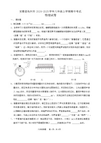 安徽省池州市2024-2025学年八年级上学期11月期中物理试题