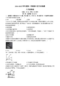 山东省淄博市高青县2024-2025学年八年级上学期11月期中物理试题(无答案)