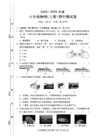 广东省东莞市某校2024-2025学年八年级上学期11月期中物理生物试题