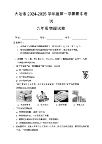 湖北省大冶市2024-2025学年九年级上学期期中考试物理试卷