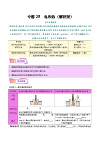 2025年中考物理一轮复习考点过关练习专题25  电和热（解析版）