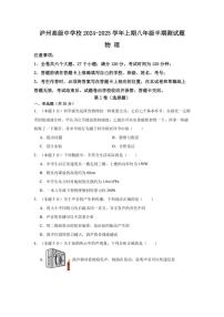 四川省泸州市江阳区泸州高级中学校2024～2025学年八年级上学期11月期中物理试题（含答案）