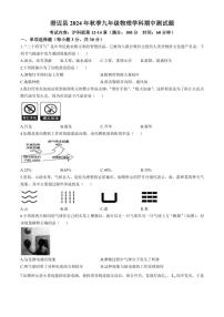 海南省澄迈县2024～2025学年九年级(上)期中物理测试卷(含答案)