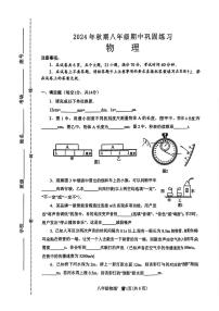 河南省南阳市南召县2024-2025学年八年级上学期11月期中物理试题