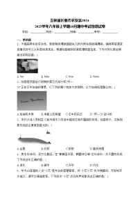 吉林省长春市农安县2024-2025学年八年级上学期10月期中考试物理试卷(含答案)