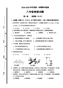 山东省枣庄市台儿庄区2024-2025学年八年级上学期期中考试物理试题