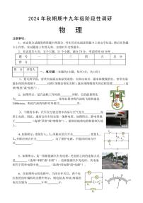 河南省南阳市淅川县2024～2025学年九年级(上)期中阶段调研物理试卷(含答案)