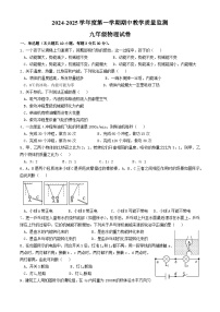 安徽省马鞍山市花园初级中学2024-2025学年九年级上学期11月期中物理试题