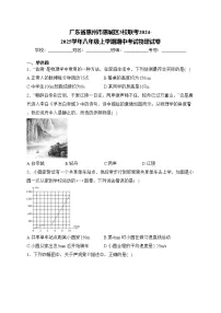 广东省惠州市惠城区5校联考2024-2025学年八年级上学期期中考试物理试卷(含答案)