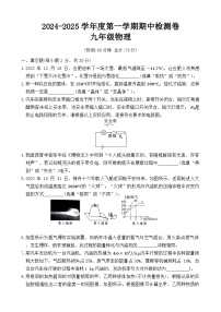 河南省周口市郸城县东风乡第一初级中学等校2024-2025学年九年级上学期11月期中物理试题