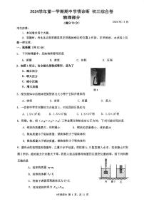 上海市浦东新区罗星中学2024-2025学年九年级上学期期中考试物理试卷